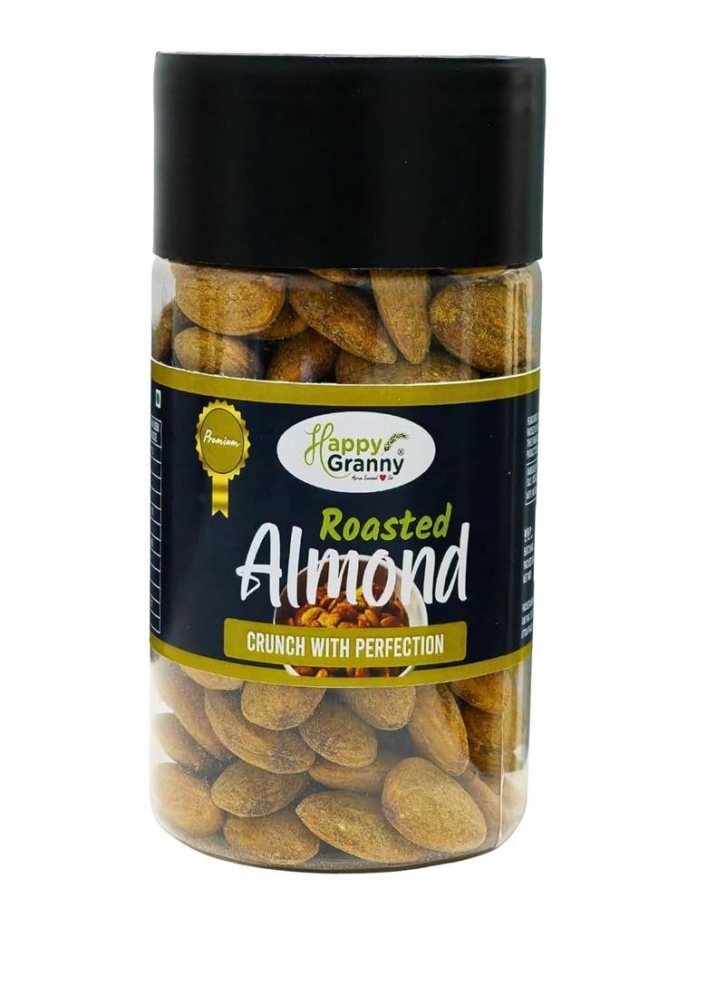 Happy Granny Premium Roasted Almonds 225 Gm I Jumbo Size California Flavourful Crunchy Healthy Delicious Snacks Rich In Protein Magnesium Dietary Fibre - Indya