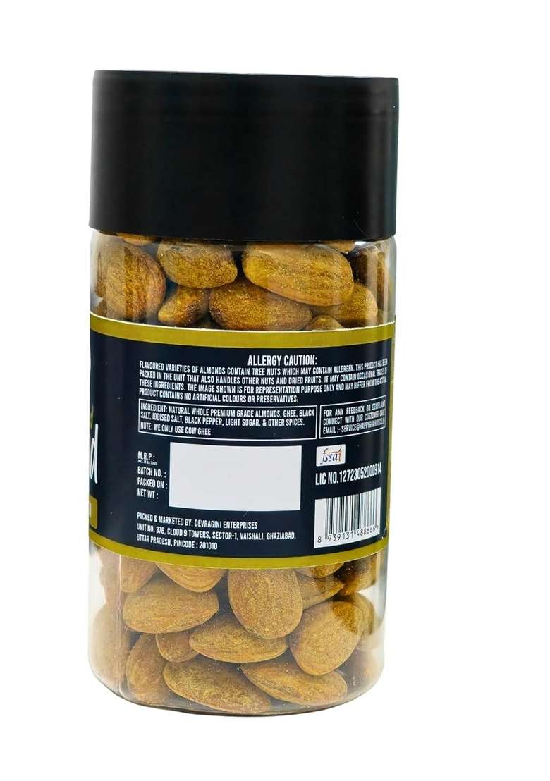 Happy Granny Premium Roasted Almonds 225 Gm I Jumbo Size California Flavourful Crunchy Healthy Delicious Snacks Rich In Protein Magnesium Dietary Fibre - Indya