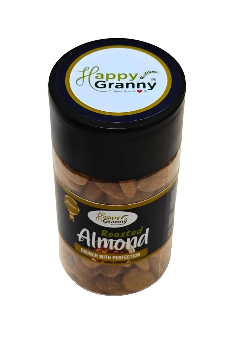 Happy Granny Premium Roasted Almonds 225 Gm I Jumbo Size California Flavourful Crunchy Healthy Delicious Snacks Rich In Protein Magnesium Dietary Fibre - Indya