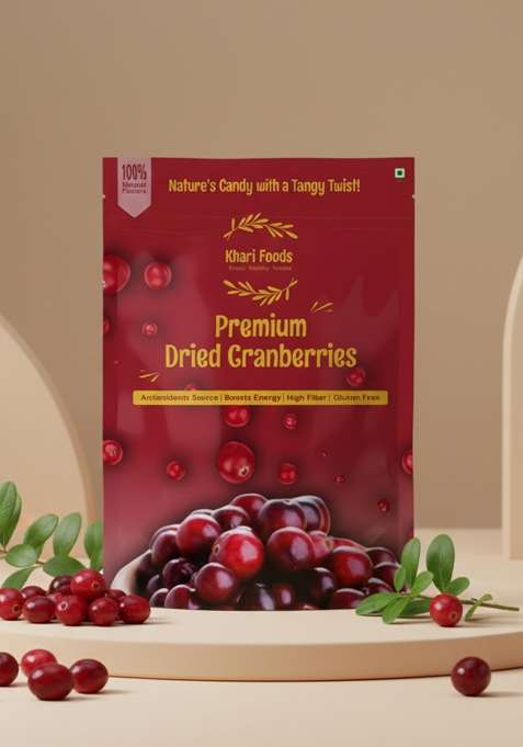 Khari Foods Dried Cranberries Dry Fruit Berries Rich In Antioxidants Energy Booster No Preservatives 100G