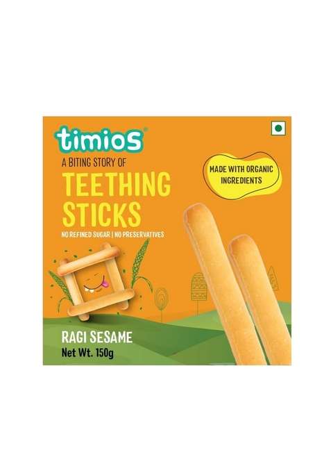 Timios Organic Teething Sticks – Ragi Sesame 150G Nutritious Healthy Baby Snack Preservative Free Rich In Calcium Fiber Soothes Gums Supports Digestion