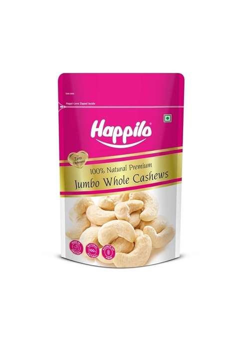 Happilo Natural King Size Whole Cashews 200G Value Pack | Dry Fruits Kaju Healthy Snacks Unsalted Cashew Nuts Crunchy Nutritious Delicious Rich In Protein Magnesium Phosphorus