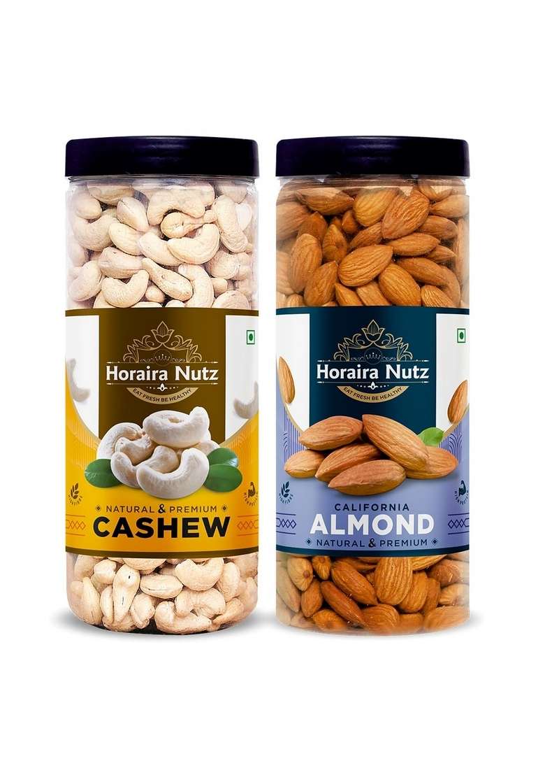 Horaira Nutz Almonds Cashew – Fresh And Crunchy High In Protein Nutrients Almond 250Gram Raw Combo Pack 500Gram - Indya