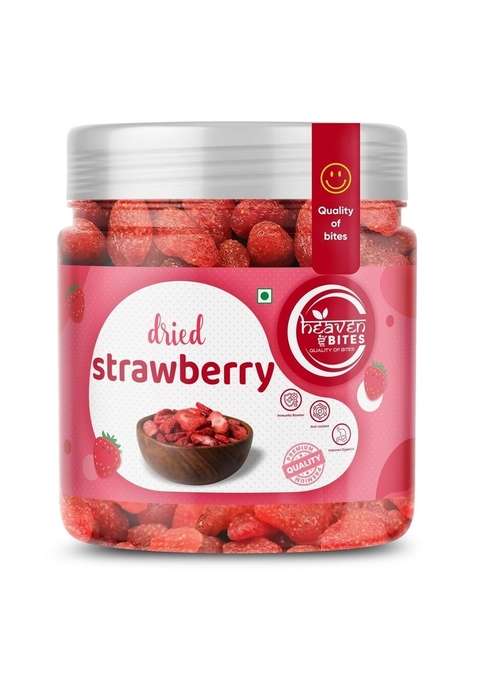 Heaven Bites Dried Strawberry 500 Gm | Wholesome And Natural Stawberries Plant Based Protein 100 Rich In Vitamins Minerals Dehydrated Strawberries Dry Fruit Whole