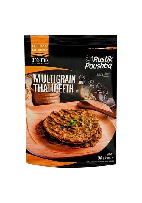 Rustik Paushtiq Multigrain Thalipeeth 500Gm Single Pack | Ready To Cook Food Fresh Natural Ingredient Gluten Free Diet Friendly No Added Colors And Preservatives