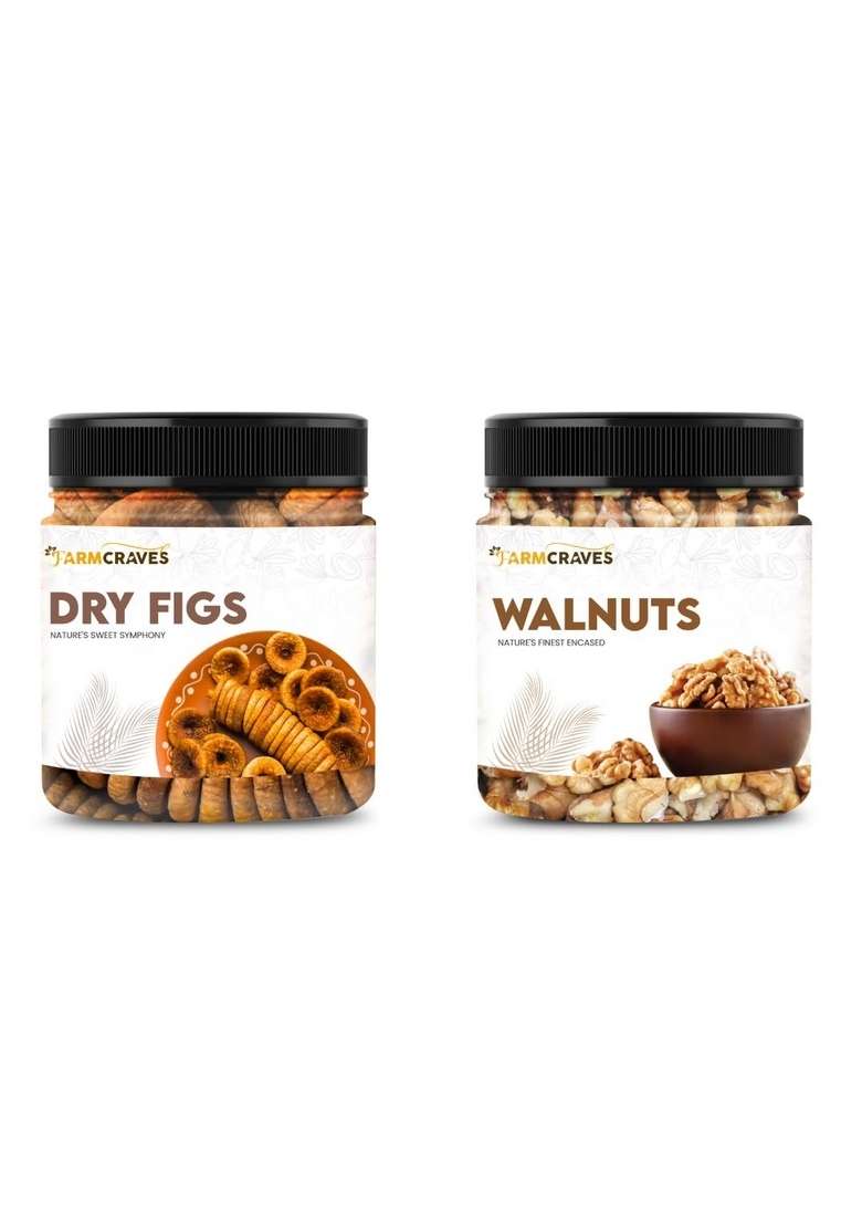 Farmcraves Premium Dry Fruits Combo Pack 500G | Whole Anjeer Fig 250G Walnut Healthy Fruit Snack - Indya