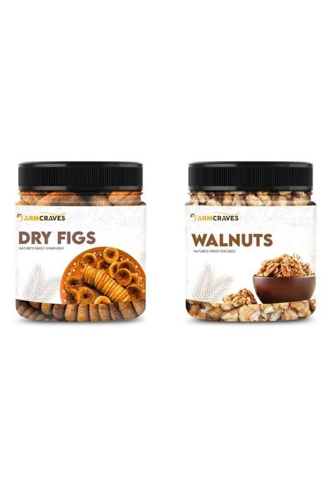 Farmcraves Premium Dry Fruits Combo Pack 500G | Whole Anjeer Fig 250G Walnut Healthy Fruit Snack