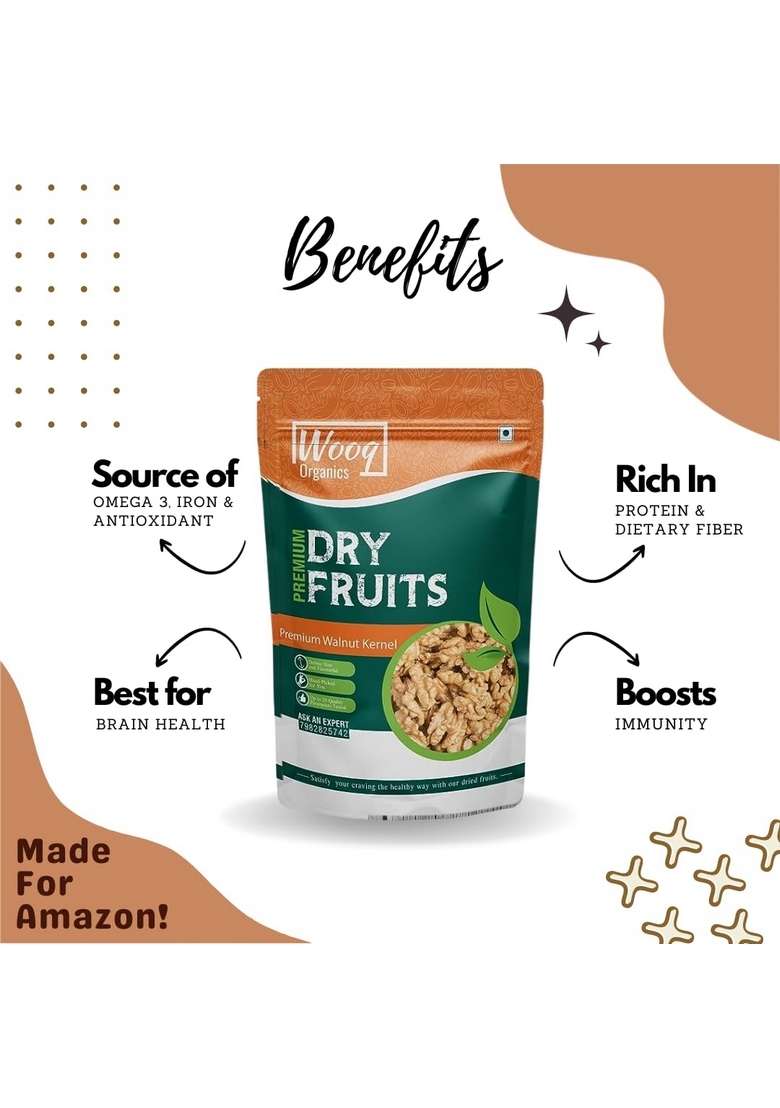 Wooq Organics Premium Kashmiri Walnut Without Shell 200G Akhrot Giri Kernel - Indya