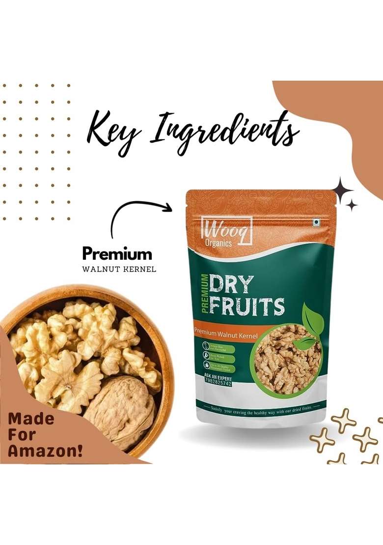 Wooq Organics Premium Kashmiri Walnut Without Shell 200G Akhrot Giri Kernel - Indya