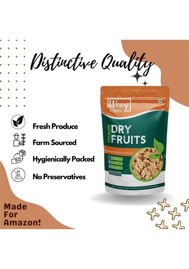 Wooq Organics Premium Kashmiri Walnut Without Shell 200G Akhrot Giri Kernel - Indya