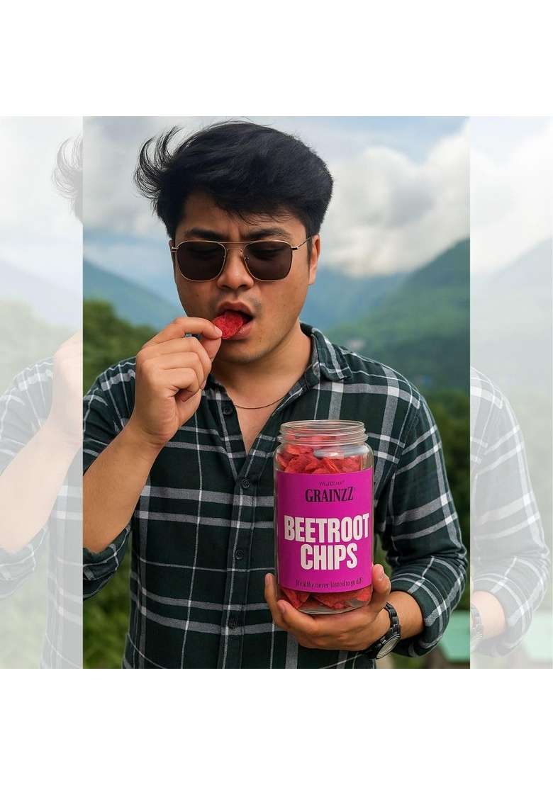 Grainzz Beetroot Chips Chatpata Masala | Healthy Veggie Snack High Fibre Zero Trans Fat No Palm Oil Kids Tiffin Office Crunchy Vegetable 2 Jars 150G X Indian Clean Snacking - Indya
