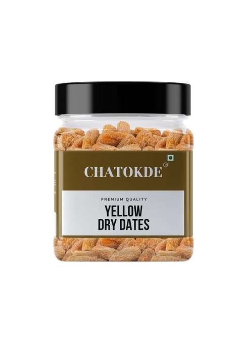Chatokde Dates Dry Yellow Sukha Khajoor Jumbo Pila Chuara 350G Jar Pack