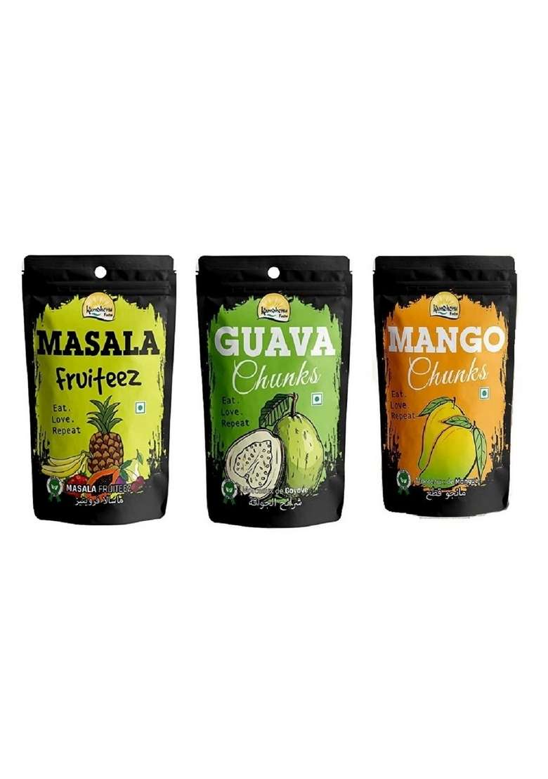 Kamdhenu Foods Dried Fruit Masala Fruiteez Guava And Mango Chunks Healthy Candy | Snacks Combo Pack Of 3 100Gm Each - Indya