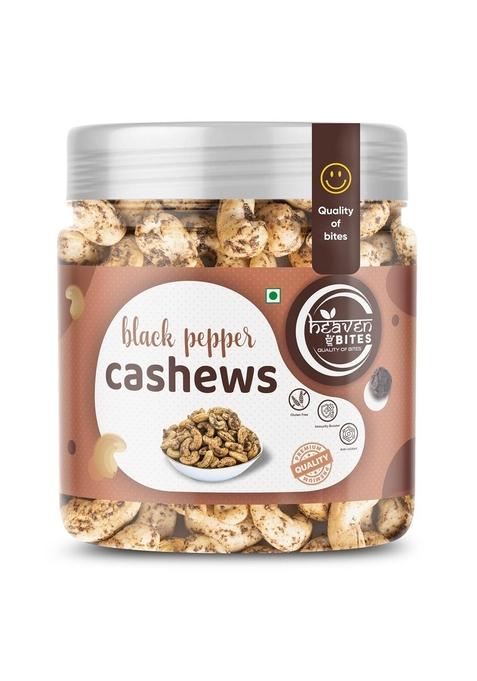 Heaven Bites Premium Roasted Black Pepper Cashews 500Gm | Dry Nut Cashew Snacks Rich In Protein Crunchy Delicious Fruits Kaju Nuts