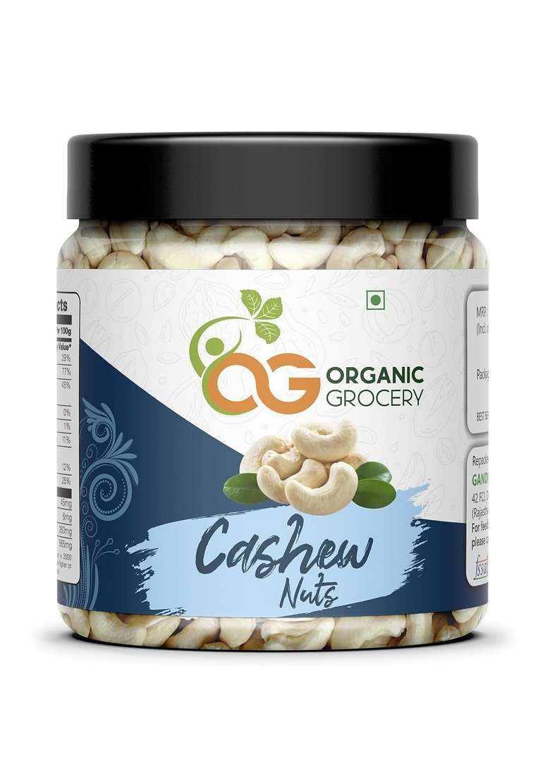 Organic Grocery 100 Natural Crunchy Premium Whole Cashews 1Kg W320 Nutritious Delicious Nuts Kaju | Gluten Free Source Of Minerals Vitamins Dry Fruits Jar Pack Diwali Celebration Gift Hamper - Indya