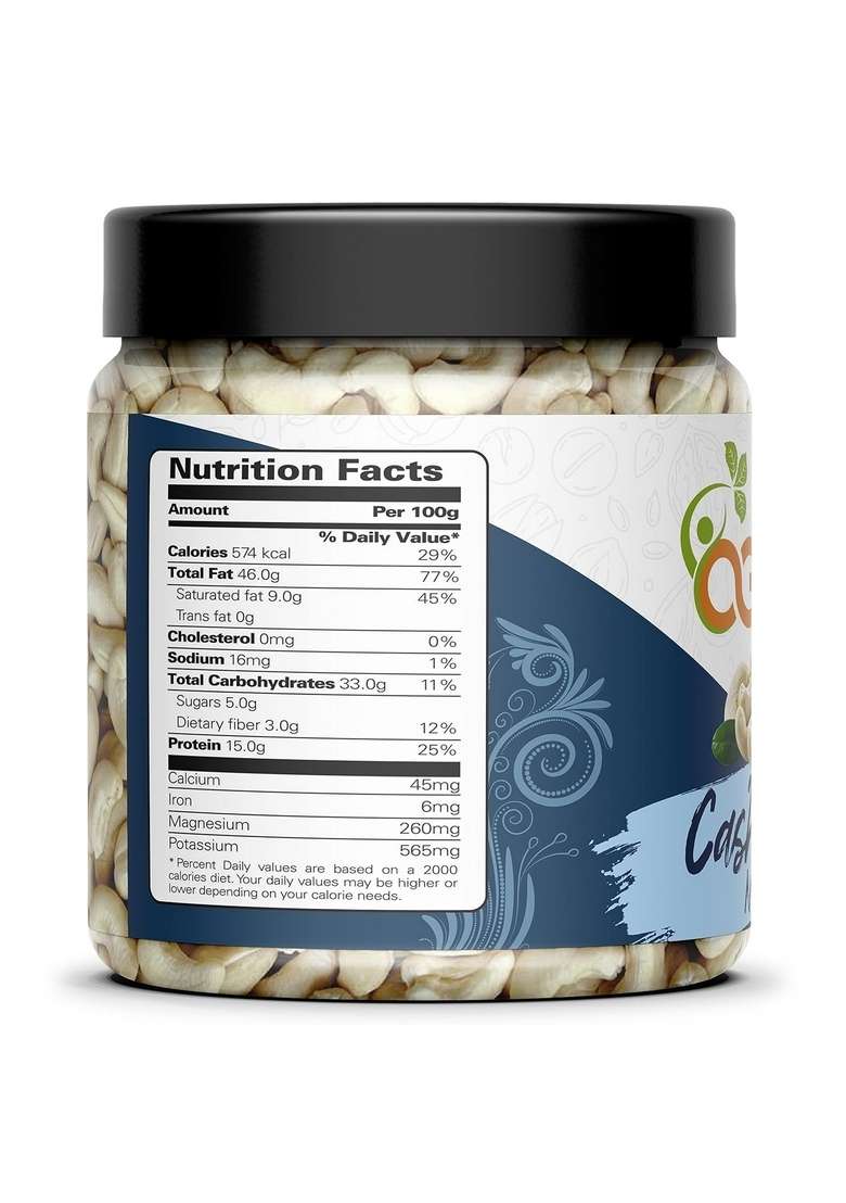 Organic Grocery 100 Natural Crunchy Premium Whole Cashews 1Kg W320 Nutritious Delicious Nuts Kaju | Gluten Free Source Of Minerals Vitamins Dry Fruits Jar Pack Diwali Celebration Gift Hamper - Indya