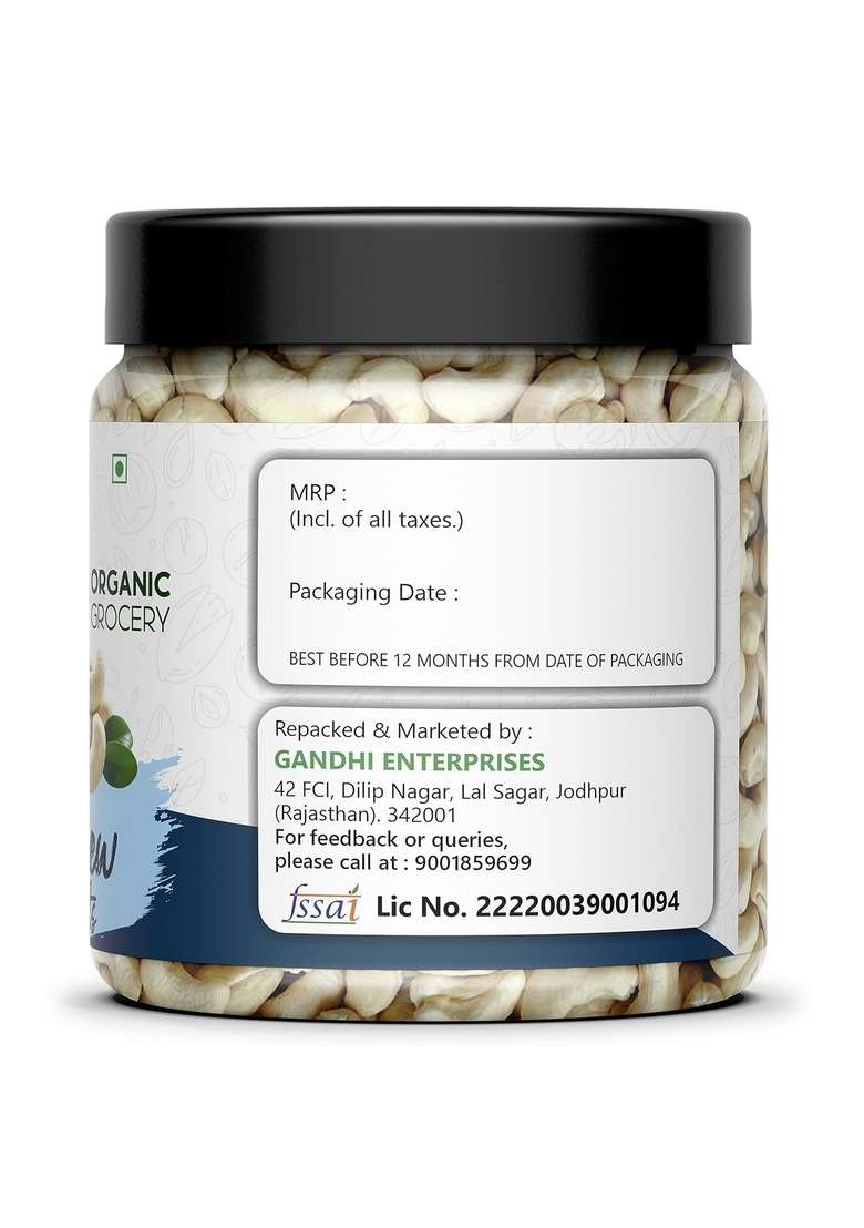 Organic Grocery 100 Natural Crunchy Premium Whole Cashews 1Kg W320 Nutritious Delicious Nuts Kaju | Gluten Free Source Of Minerals Vitamins Dry Fruits Jar Pack Diwali Celebration Gift Hamper - Indya