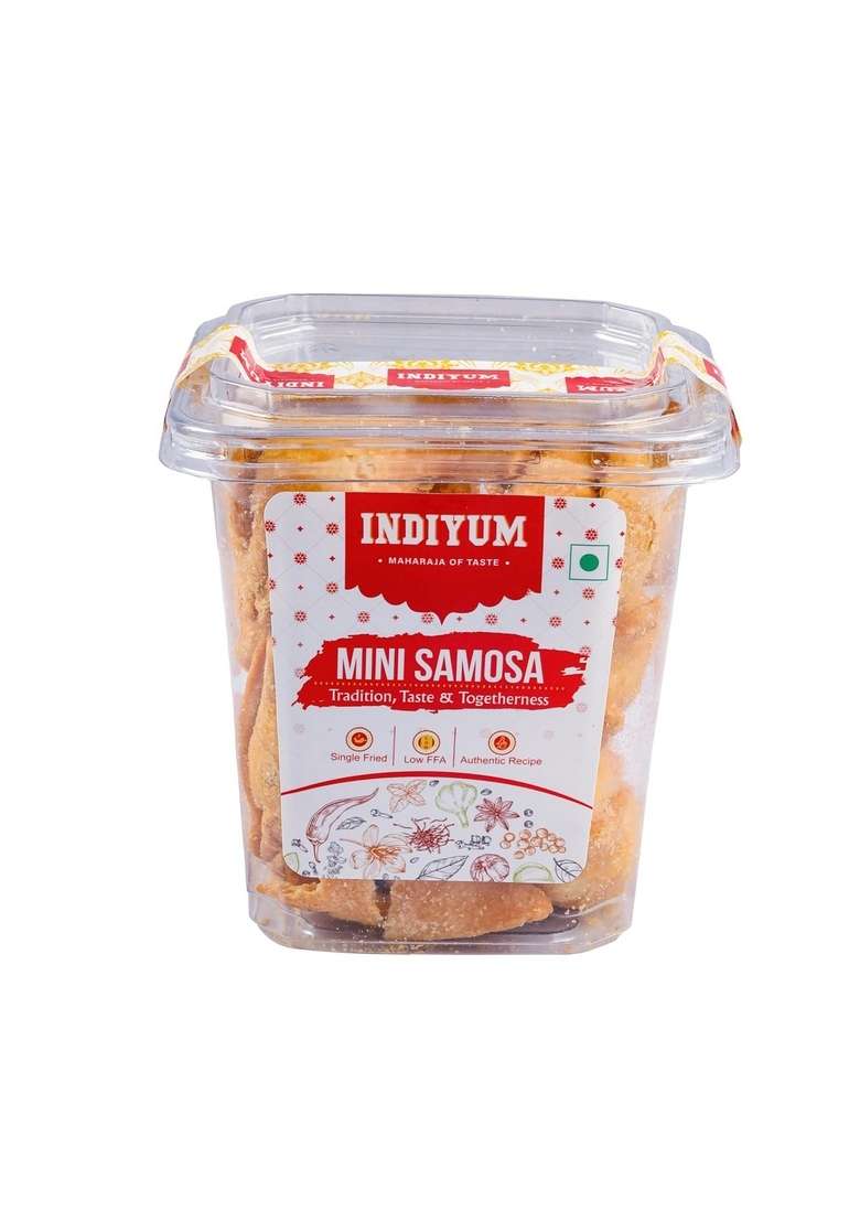 Indiyum Mini Samosa Traditional Dal Filling Low Ffa Single Fried 400G - Indya