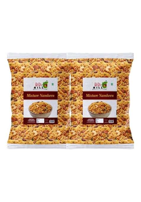 90'S Mill Crsipy Madras Munchi Mix Farsan Besan Sev Peanuts Boondi Dry Fruits Spicy Mixture Made In South Indian Style | Bachcho Ka Favourite Tasty Yummy Snack Groundnut Oil 150G 2Pack