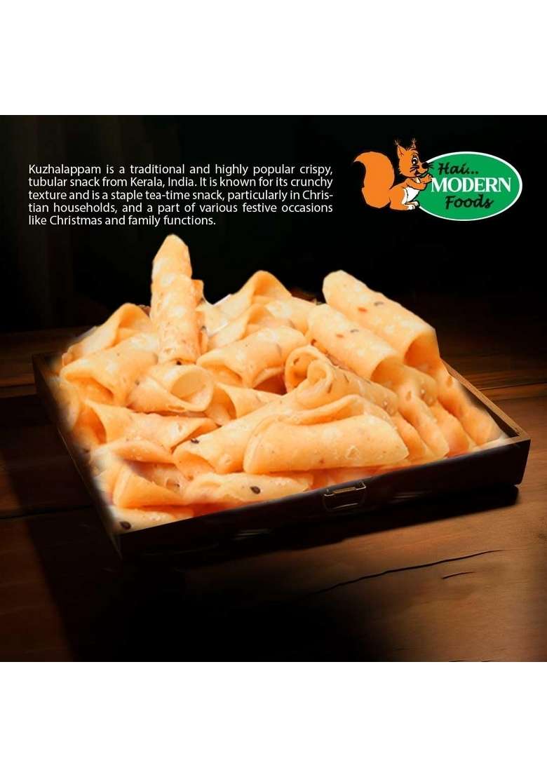 Hai Modern Foods Kuzhalappam Traditional Kerala Snack | Crispy South Indian Tea Time Delight Authentic Tubular Crunchy Made With Rice Flour Coconut Milk Shallots Spices Festive Everyday Treat Natural Handmade 500 G - Indya