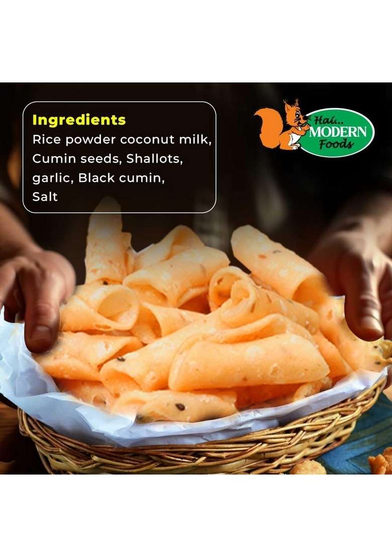 Hai Modern Foods Kuzhalappam Traditional Kerala Snack | Crispy South Indian Tea Time Delight Authentic Tubular Crunchy Made With Rice Flour Coconut Milk Shallots Spices Festive Everyday Treat Natural Handmade 500 G - Indya