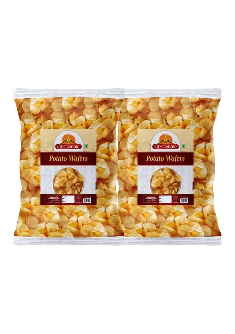 Ghotaram Falahari Farali Aloo Wafers Alu Chips Potato Fast Vrat Upwaas Navratri Namkeen Snack Tasty Yummy Healthy With Goodness Of Himalayan Pink Rock Salt 150G 2Pack - Indya
