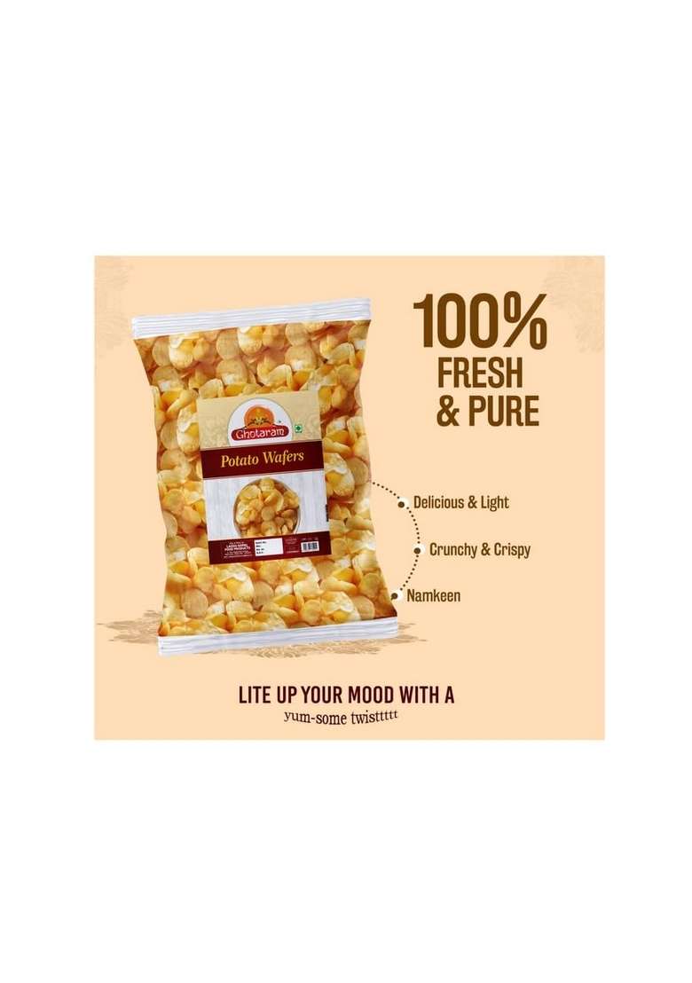 Ghotaram Falahari Farali Aloo Wafers Alu Chips Potato Fast Vrat Upwaas Navratri Namkeen Snack Tasty Yummy Healthy With Goodness Of Himalayan Pink Rock Salt 150G 2Pack - Indya