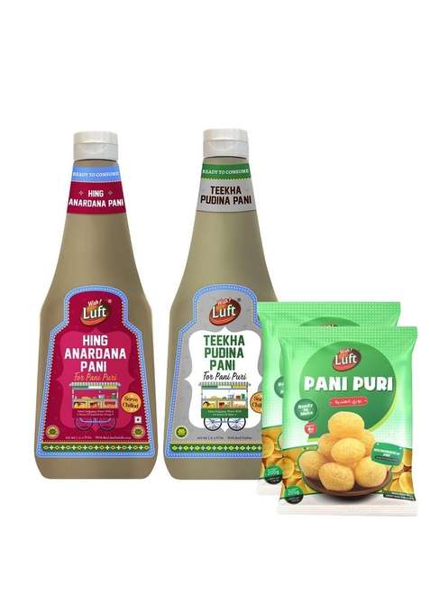 Wah Luft Hing Anardana Pani 930Ml Teekha Pudina Ready To Make Puri Pellets 200G X 2 Pack Combo Of 4 Consume Microwave Or Fry Serve Chilled