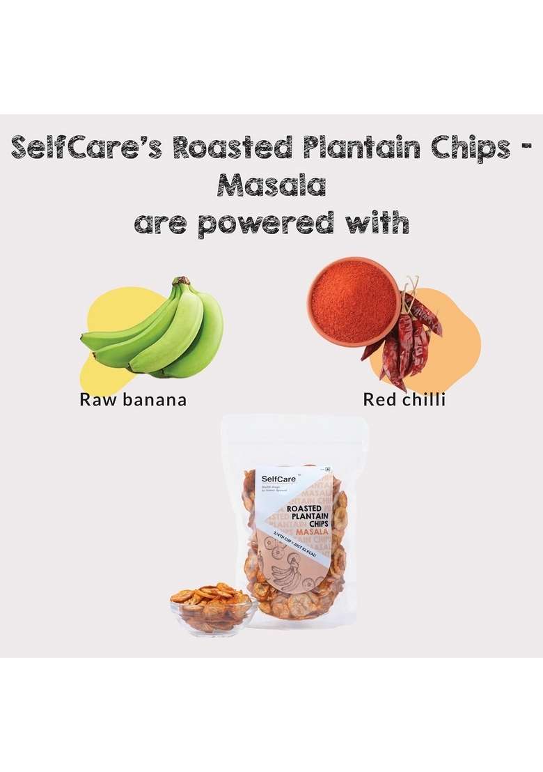 Selfcare By Suman Agarwal Roasted Plantain Chips Plain Masala Combo Pack 125G Each| Healthy Gluten Free | Savoury Namkeen Grocery Workout Tea Time Snacking Jain Travel Friendly - Indya