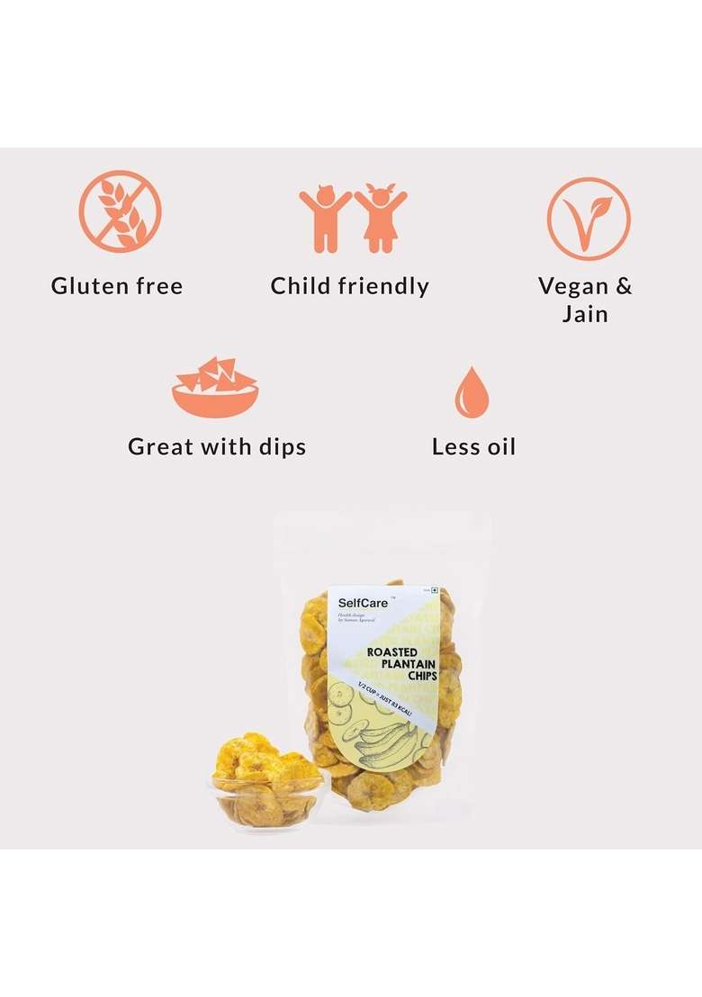 Selfcare By Suman Agarwal Roasted Plantain Chips Plain Masala Combo Pack 125G Each| Healthy Gluten Free | Savoury Namkeen Grocery Workout Tea Time Snacking Jain Travel Friendly - Indya