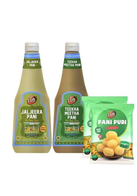 Wah Luft Ready To Consume Jaljeera Teekha Meetha Golgappa Pani And Make Puri Pellets Instant Namkeen Microwave Or Fry Chaat Special Combo Pack Of 4