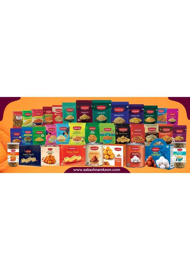 Aakash Namkeen Panchratan Mixture | Combination Potato Sticks And Dry Fruits Mildly Sweet Spicy Healthy Indian Snacks Pack Of 3 150 Gm Each - Indya