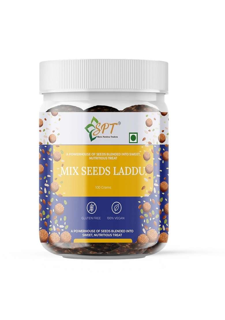 Shree Parshwa Traders Spt Mix Seeds Laddu 100Gm 4 Pcs Each Box Healthy Snack With Dates Pumpkin Almonds Sesame Flax Chia | Protein Rich Superfood Natural Nutritious Energy Bites - Indya