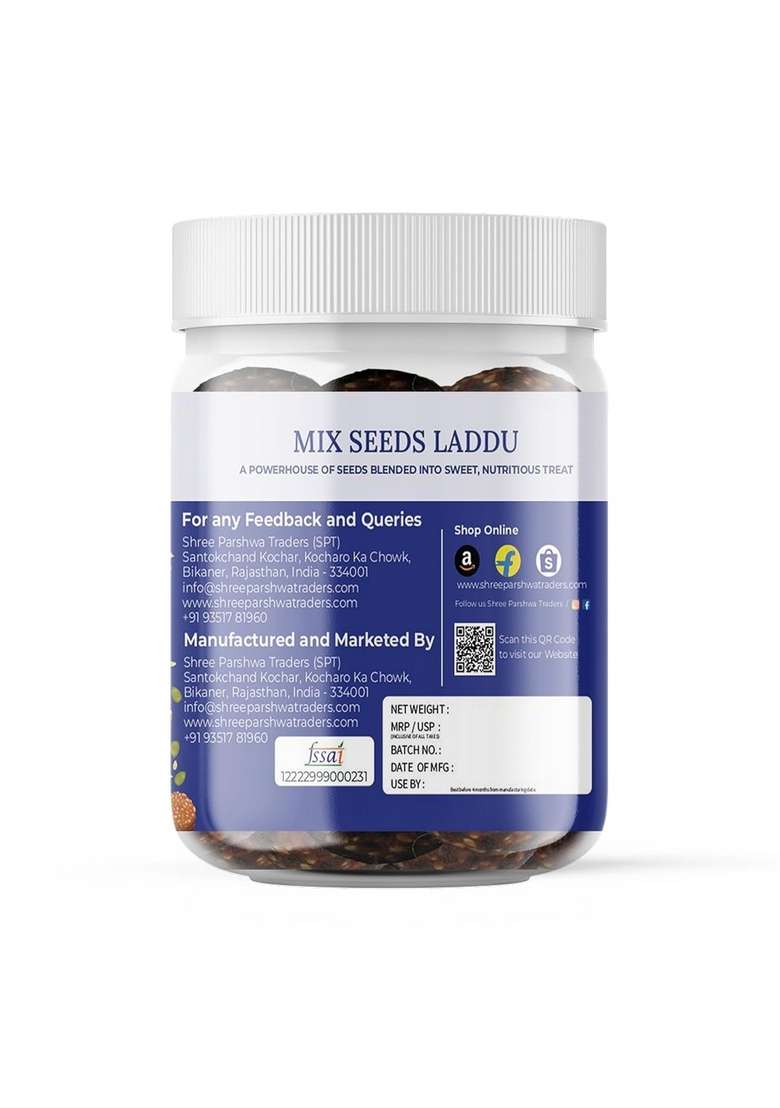 Shree Parshwa Traders Spt Mix Seeds Laddu 100Gm 4 Pcs Each Box Healthy Snack With Dates Pumpkin Almonds Sesame Flax Chia | Protein Rich Superfood Natural Nutritious Energy Bites - Indya