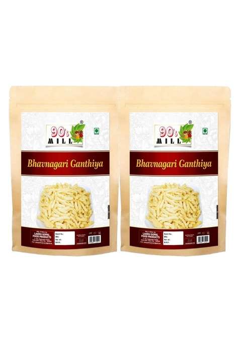 90'S Mill Bhavnagari Gathiya Namkeen For Foodie Indians|Gujarati Ganthiya Snacks|Chai Coffee Teatime Non Spicy Nashta|Lite Snack All Age Groups|Bachcho Ka Favourite Savoury 150G 2Pack