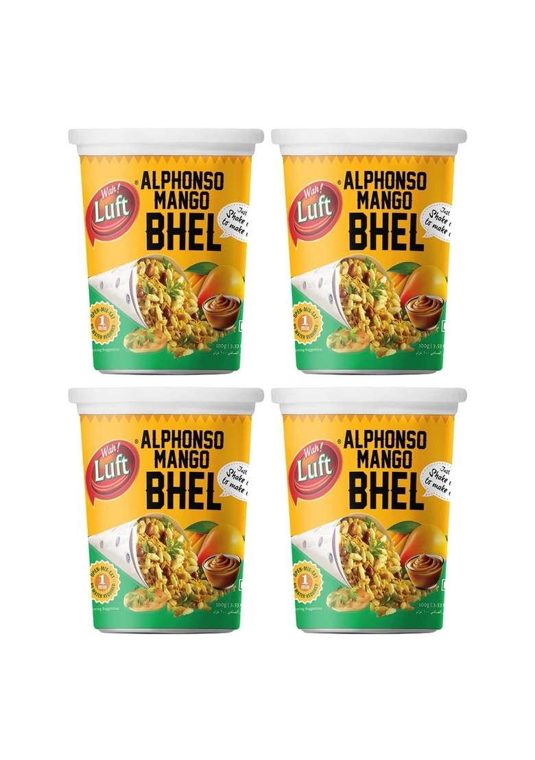 Wah Luft Instant And Delicious Mango Bhel Puri Cup 100 Vegetarian Masala Crispy Crunchy Everyday Fresh Healthy Hygienic Chaat Special Combo Pack 100G Of 4 - Indya