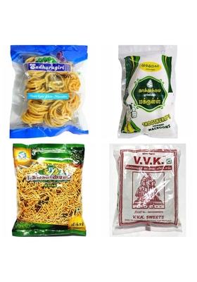 Thangapandiyan Big Mixture 250Gm Kovilpatti Vvk Kadalai Mittai 225Gm Thoothukudi Original Macroon 100Gm Sadhuragiri Thenkuzhal Murukku 120Gm 700 Grams