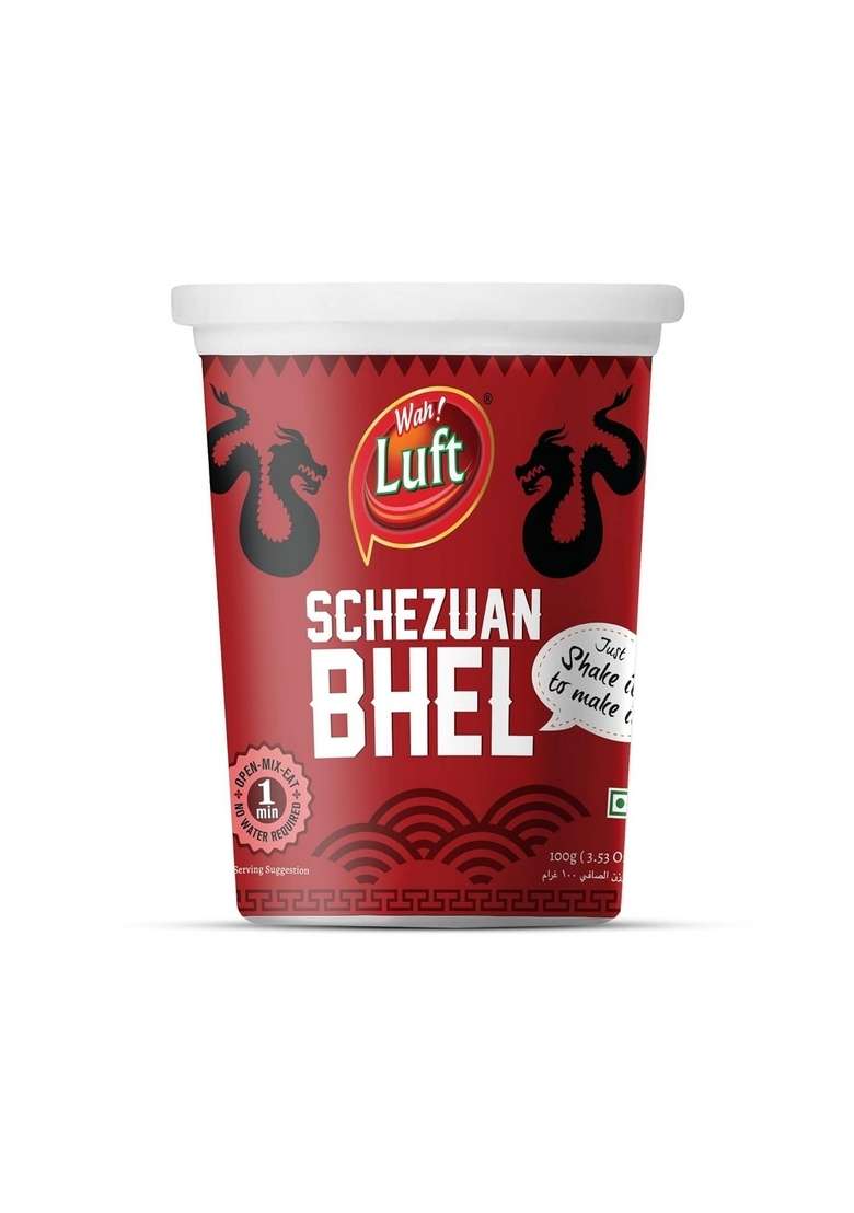 Wah Luft Instant And Delicious Schezuan Bhel Puri Cup Namkeen Snacks Ready To Eat Chutney Inside Chaat Special 100G Pack Of 3 - Indya