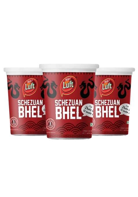 Wah Luft Instant And Delicious Schezuan Bhel Puri Cup Namkeen Snacks Ready To Eat Chutney Inside Chaat Special 100G Pack Of 3