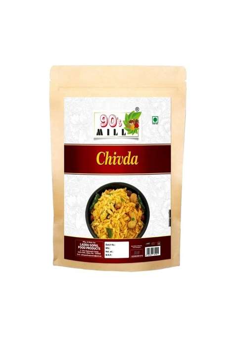 90'S Mill Halka Fulka Poha Cornflakes Mix Chivda | Half Roasted Chiwda Lite Dry Fruit Diet Mixture Famous Indian Snack Special Namkeen 250 1Pack