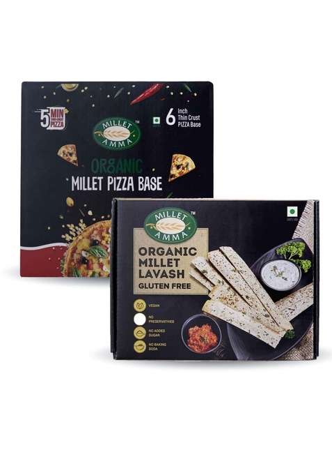 Millet Amma Lavash And Pizza | Combo Pack Of 2 250G Base 200G Ready To Cook 100 Vegan Gluten Free Healthy Swipe Than Normal