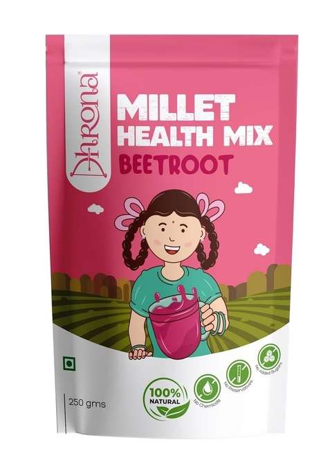 Dhrona Beetroot Health Mix | 100 Natural Multigrain Drink Ready To Cook No Chemicals Or Preservatives Instant Porridge 250 Gms