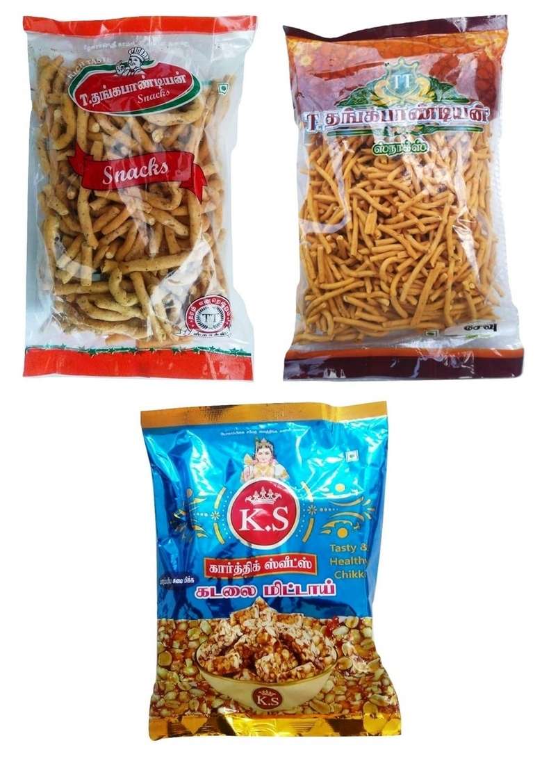 Thangapandiyan Thoothukudi Kara Sev 250 Gm Thangapandian Pepper Karasev Ks Karthik Kadalai Mittai 250Gm 750 Grams - Indya