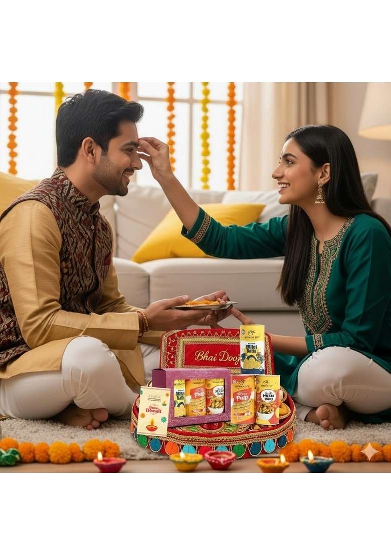Munch Fit Munchfit Healthy Bhai Dooj Gift Hamper With Roli Tikka Pack |Combo Of 3 Varieties Tasty Snacks Puffs |Magic Masala Chilli Garlic Tangy Tomato | Duj For Your Brother |1X30G Each - Indya
