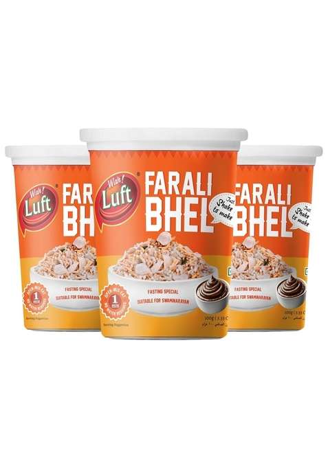 Wah Luft Ready To Eat Farali Bhel Cup Namkeen Snacks Chutney Inside Chaat Special 100 G Each Pack Of 3