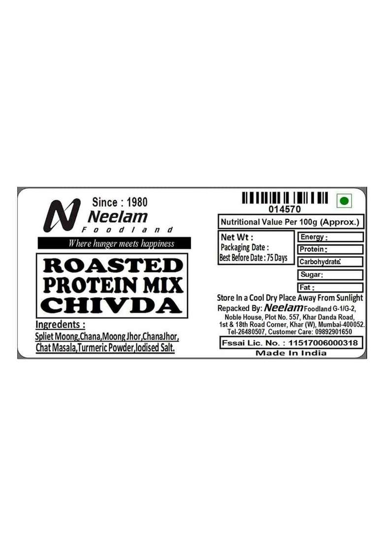 Neelam Foodland Roasted Protein Mix Chivda Perfect Snack Food Mixture To Munch Anytime 400G - Indya
