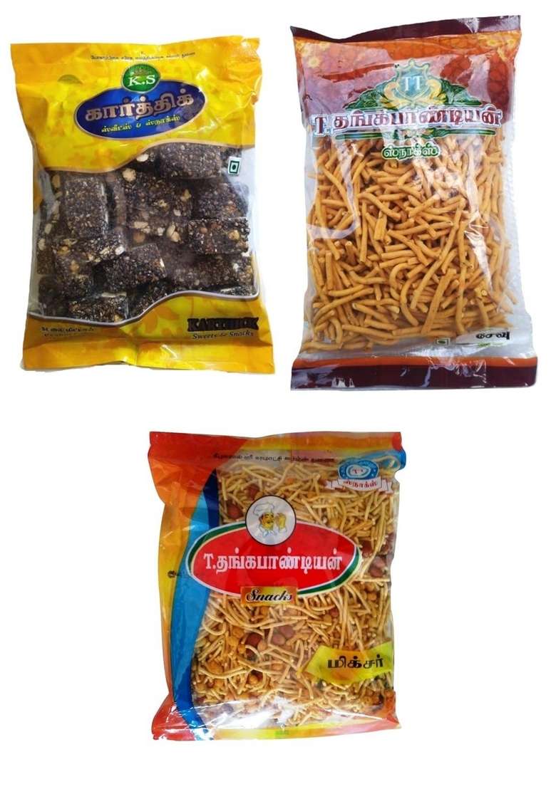 Thangapandiyan Thoothukudi Big Mixture 250 Gm Thangapandian Karasev Ks Karthik Ellu Mittai Sesame Chikki Candy 200Gm 700 Grams - Indya