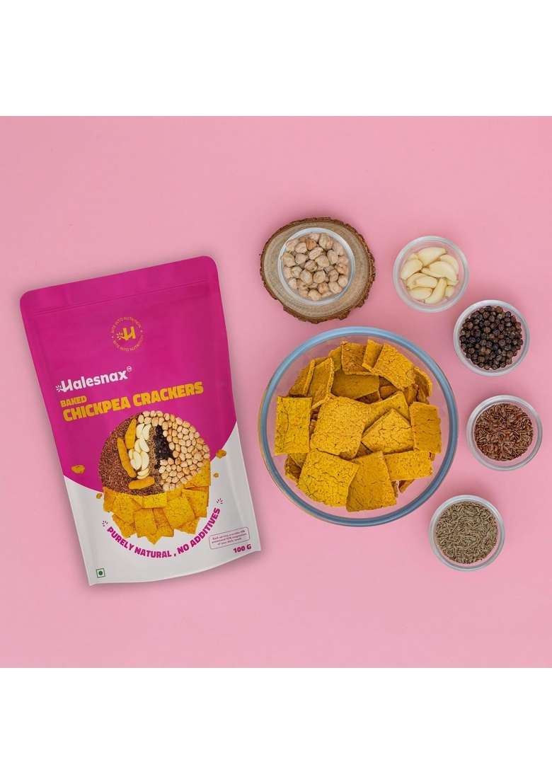 Halesnax Millet Mixture Chickpea Crackers | Wholesome High Protein Snack Combo 100 Natural Gluten Free Preservative Crunchy Clean Munchies For All Ages Supports Digestion Immunity No Maida Palm Oil 250G - Indya