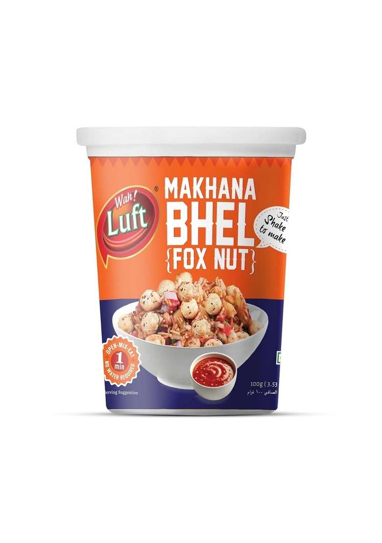 Wah Luft Ready To Eat Makhana Fox Nut Bhel Cup Namkeen Snacks Consume No Artificial Colour Chaat Special 100 G Each Pack Of 3 - Indya