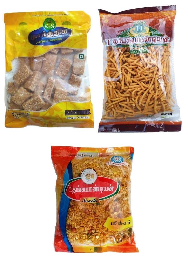 Thangapandiyan Thoothukudi Karasev 250 Gm Thangapandian Special Mixture Ks Karthik Ko Mittai Crushed Groundnut Chikky 200Gm 700 Grams - Indya
